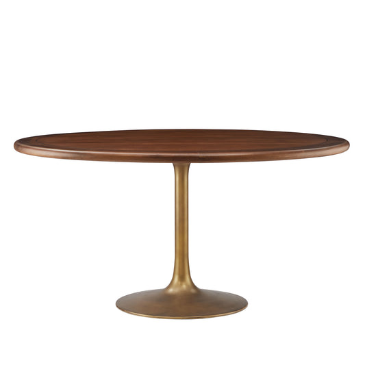 Lippa 60" Round Pedestal Solid Wood and Metal Dining Table