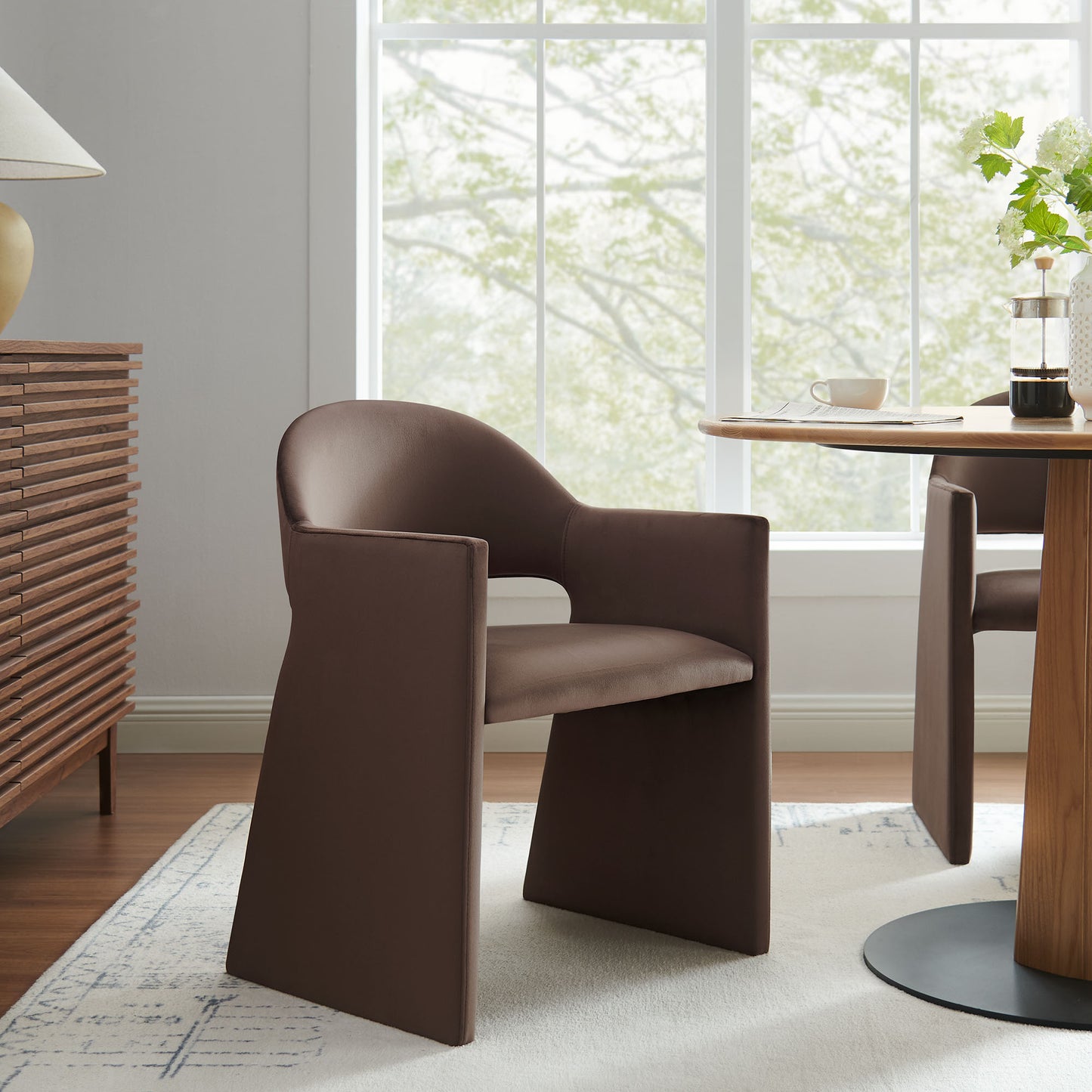Talia Performance Velvet and Upholstered Fabric Dining Armchair
