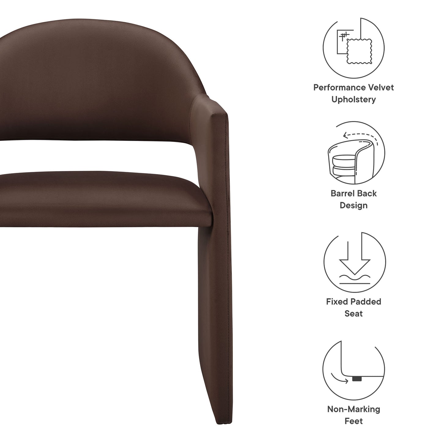 Talia Performance Velvet and Upholstered Fabric Dining Armchair