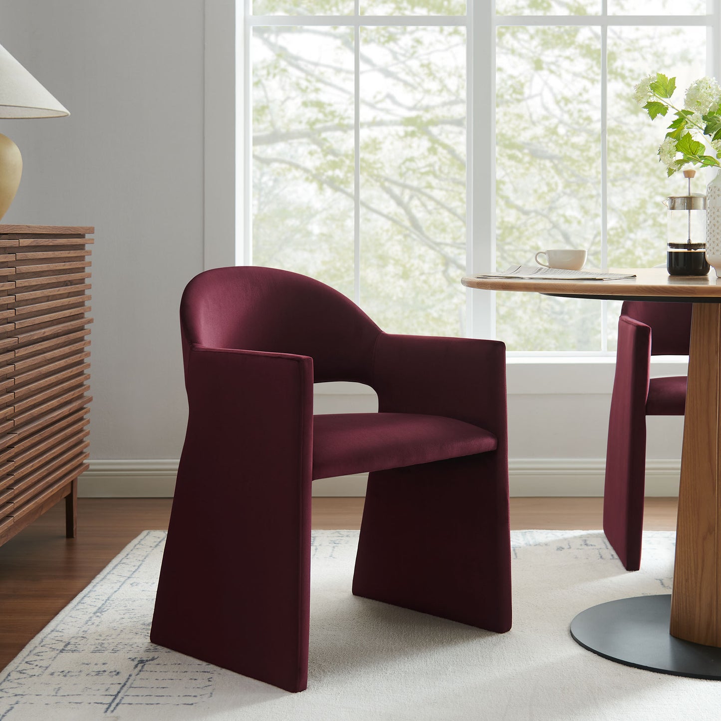 Talia Upholstered Fabric and Performance Velvet Dining Armchair by Modway