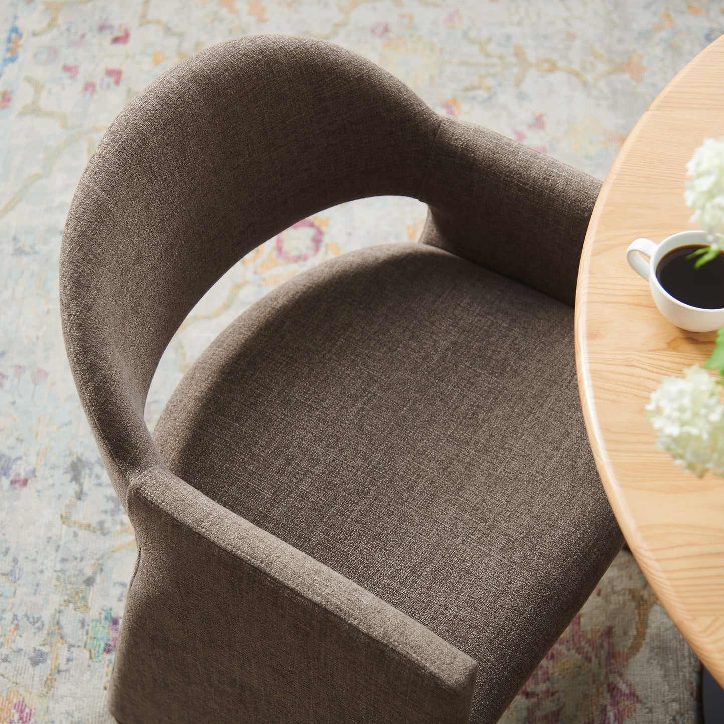 Talia Upholstered Fabric and Performance Velvet Dining Armchair by Modway