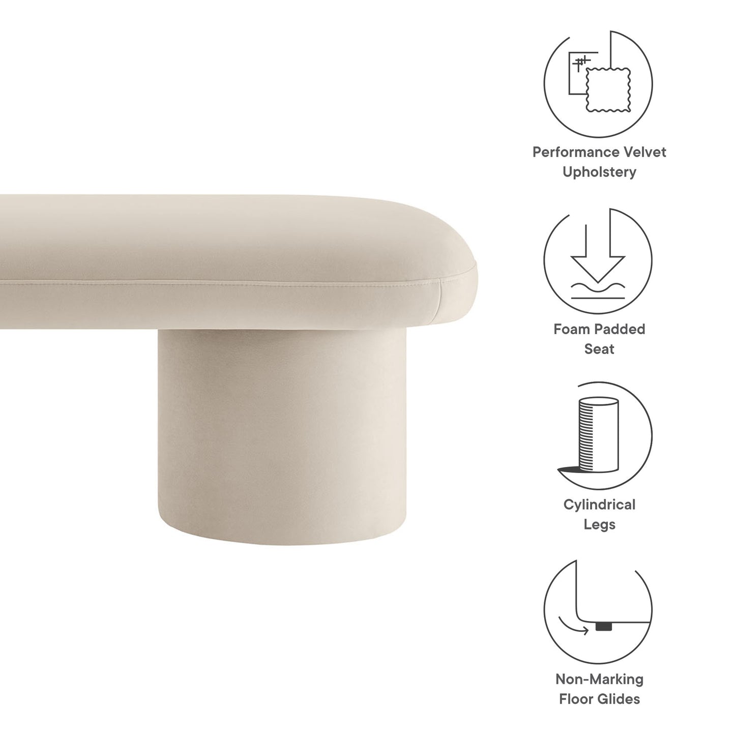 Orla Performance Velvet Bench by Modway EEI-7083-ALM