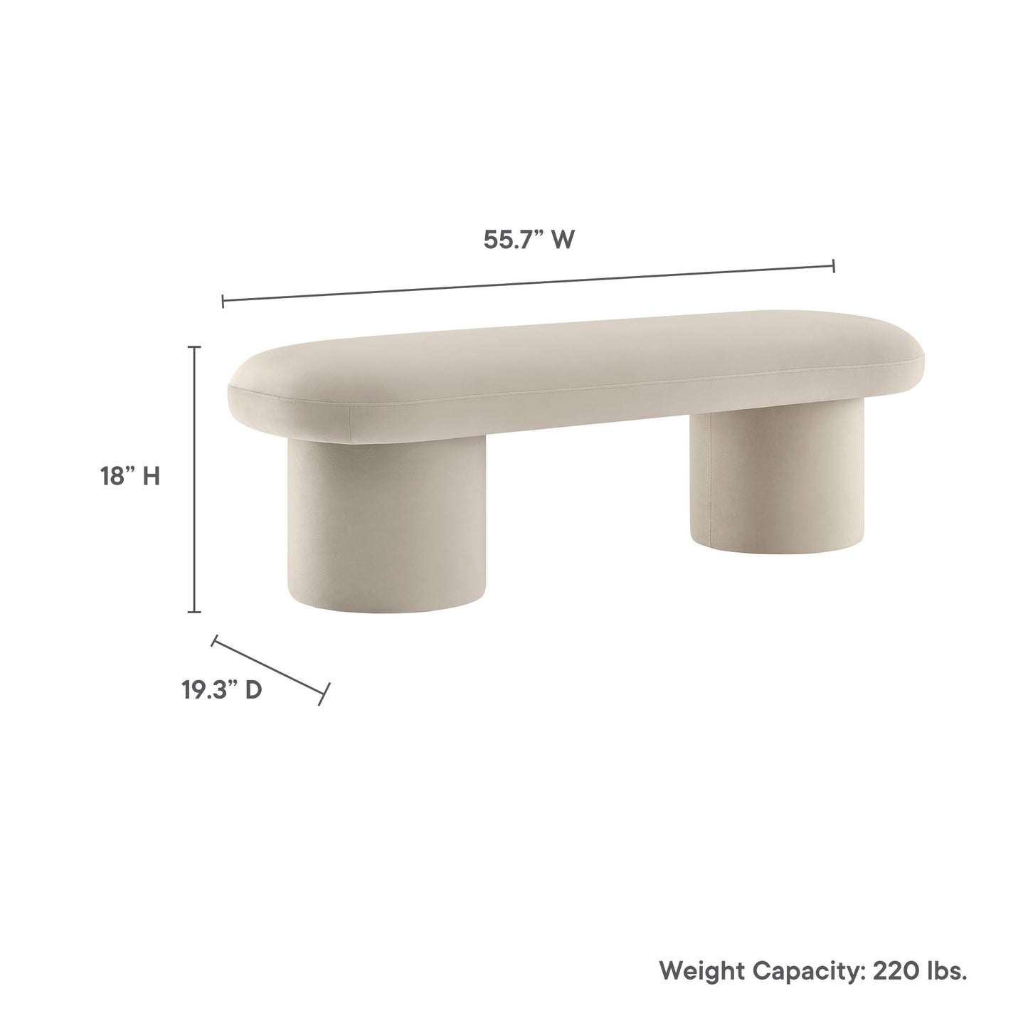Orla Performance Velvet Bench by Modway EEI-7083-ALM