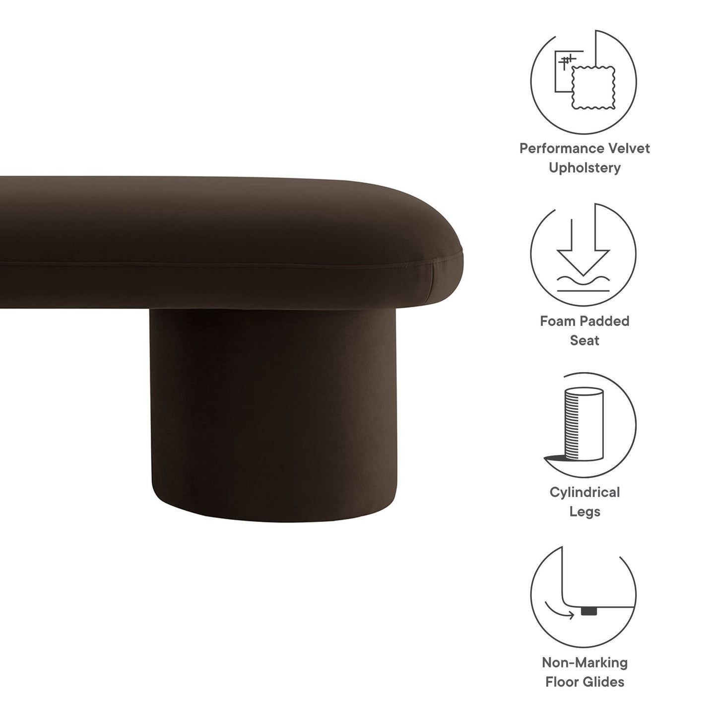 Orla Performance Velvet Bench by Modway EEI-7083-CHB