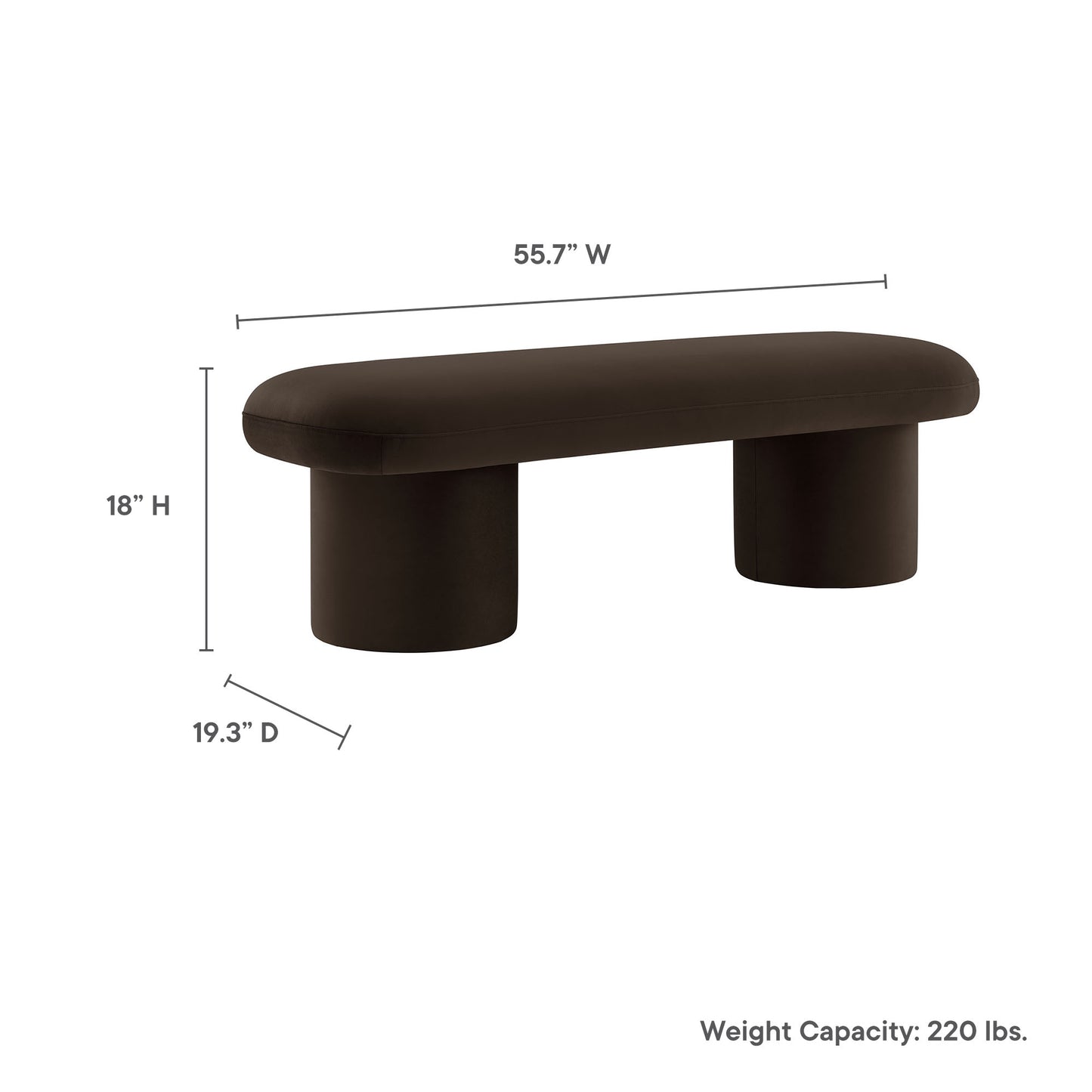 Orla Performance Velvet Bench by Modway EEI-7083-CHB
