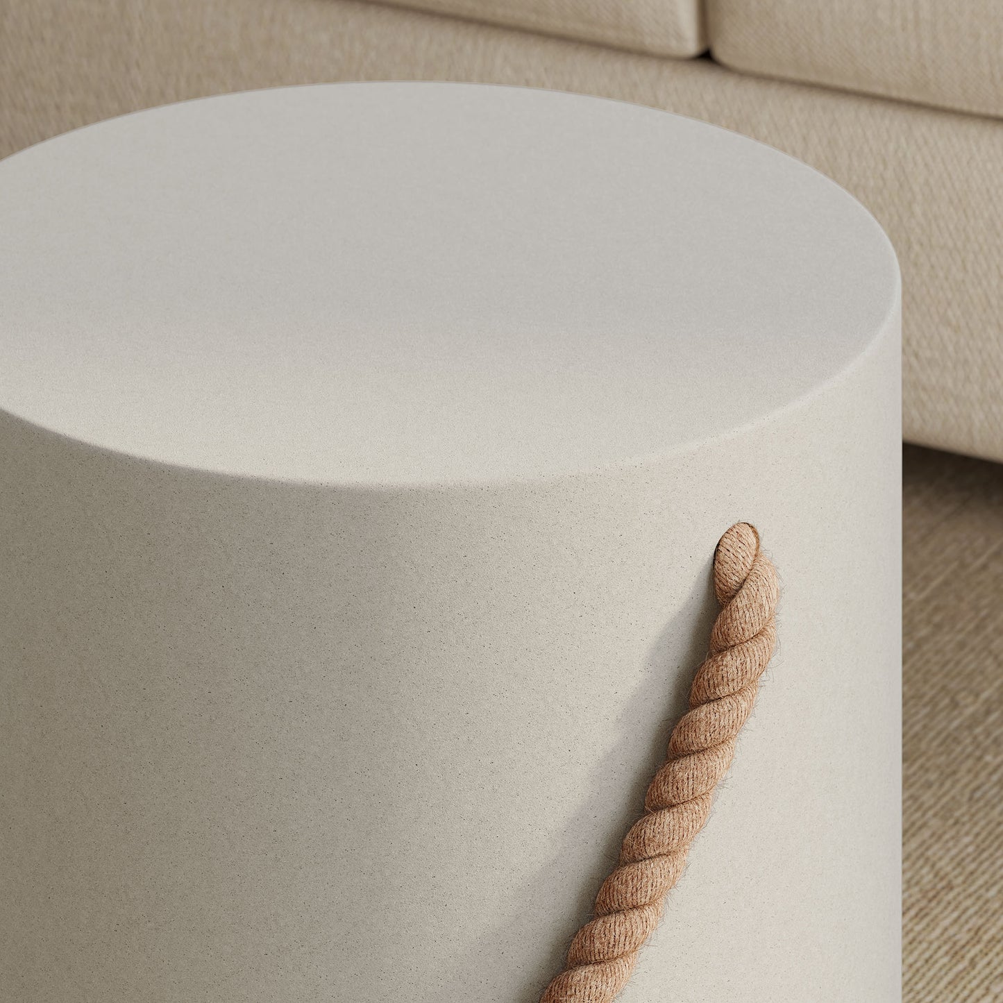 Isera Indoor - Outdoor Patio Rope Concrete Side Table Stool by Modway EEI-7089-LGR