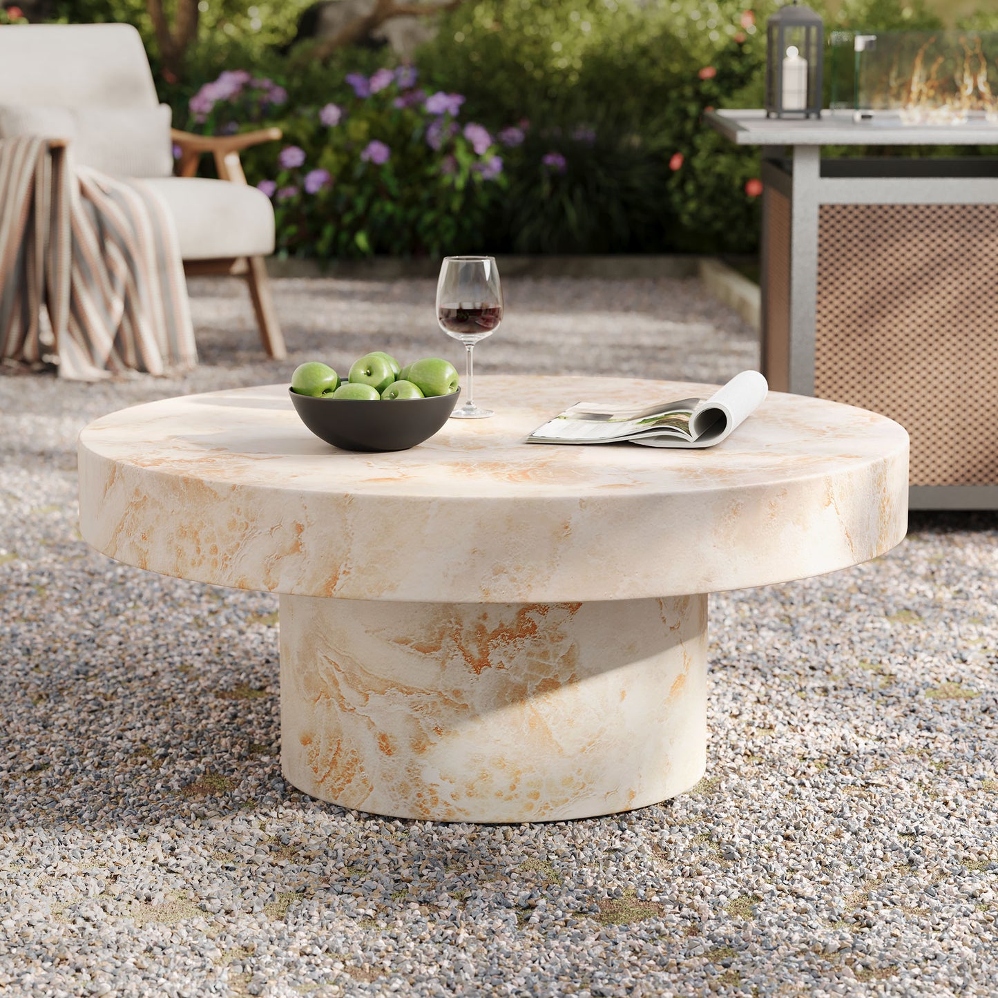 Argos and Alora Indoor - Outdoor Patio Concrete Round Coffee Table by Modway