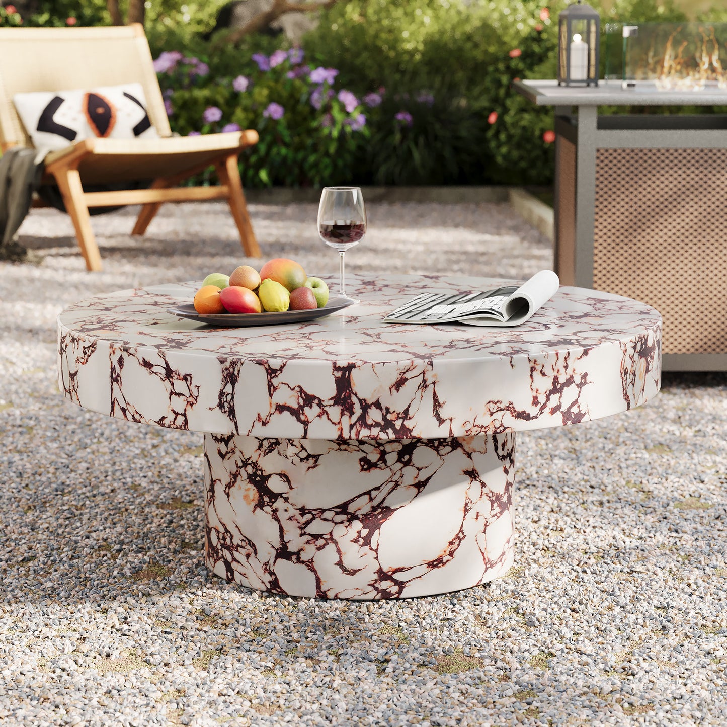 Argos and Alora Indoor - Outdoor Patio Concrete Round Coffee Table by Modway