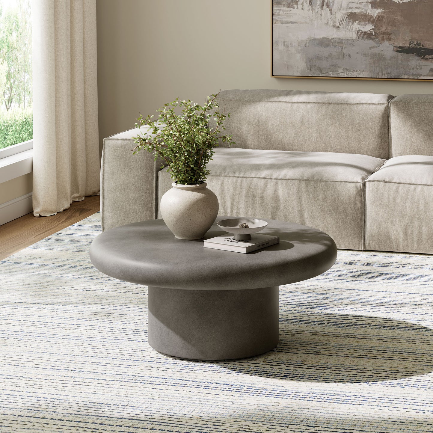 Argos and Alora Indoor - Outdoor Patio Concrete Round Coffee Table by Modway