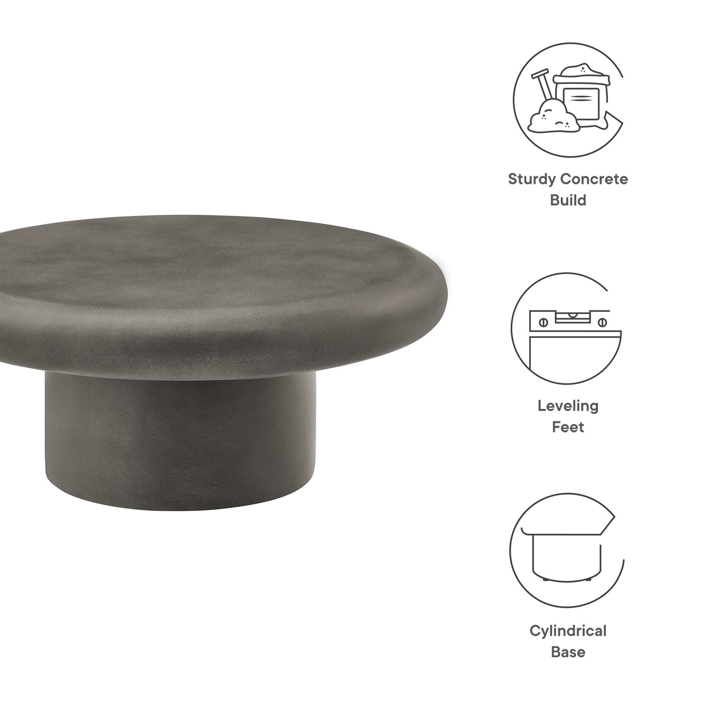 Argos and Alora Indoor - Outdoor Patio Concrete Round Coffee Table by Modway