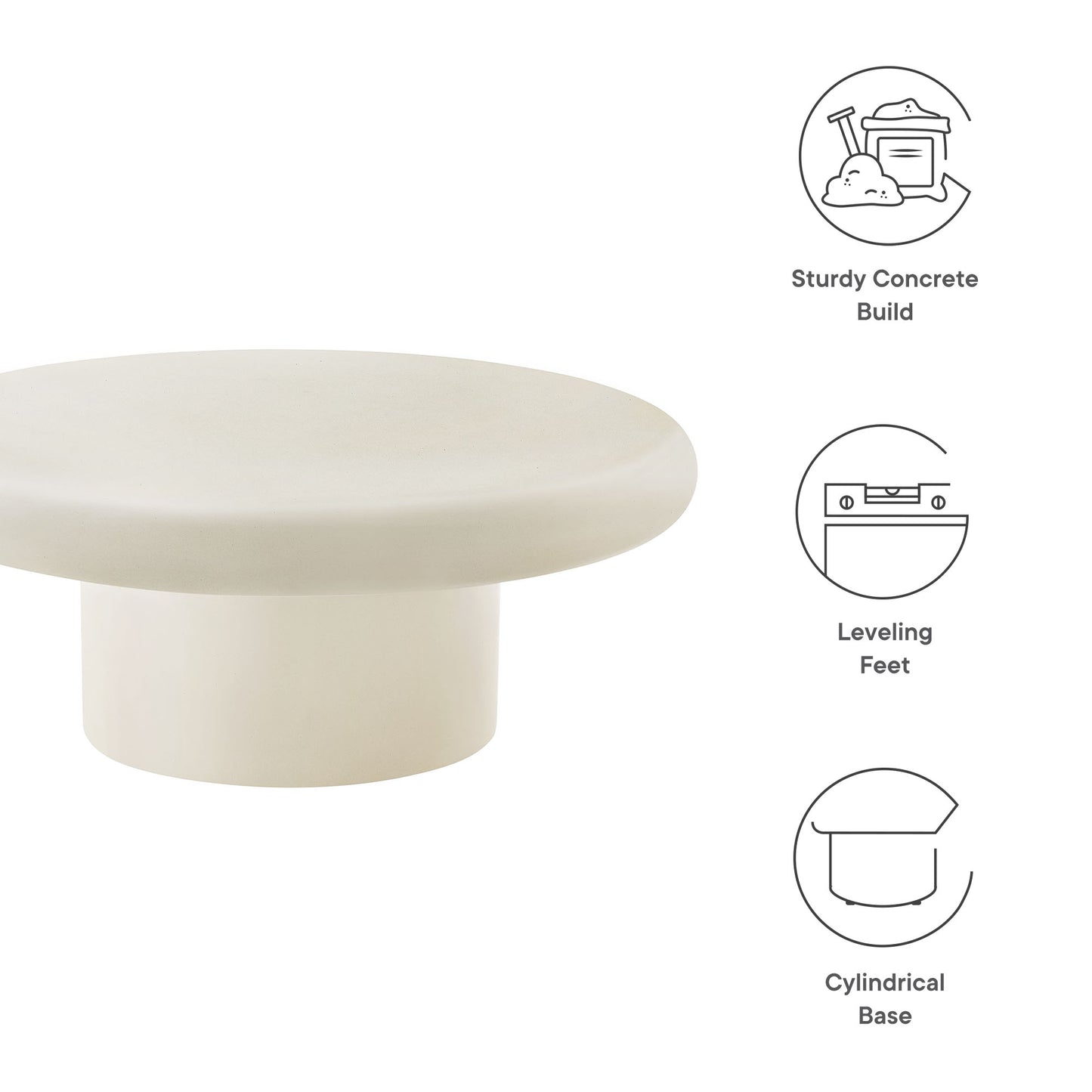 Argos and Alora Indoor - Outdoor Patio Concrete Round Coffee Table by Modway