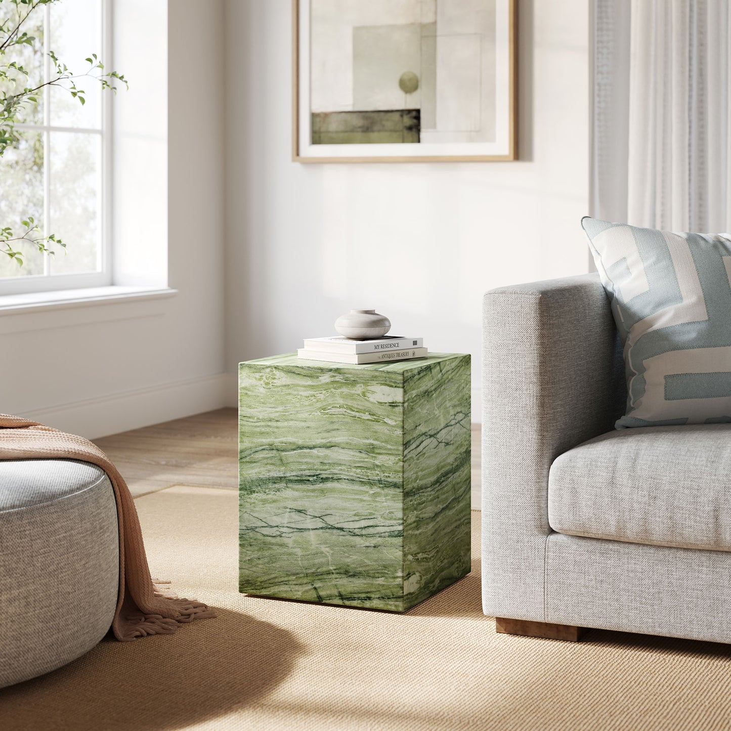 Jordana Square Plinth Indoor - Outdoor Patio Concrete Side Table by Modway EEI-7096-GRN