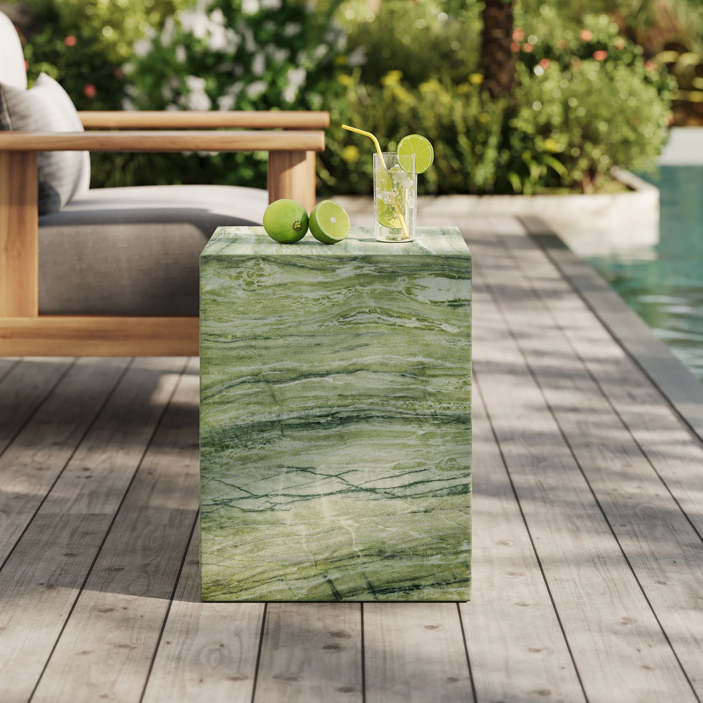 Jordana Square Plinth Indoor - Outdoor Patio Concrete Side Table by Modway EEI-7096-GRN