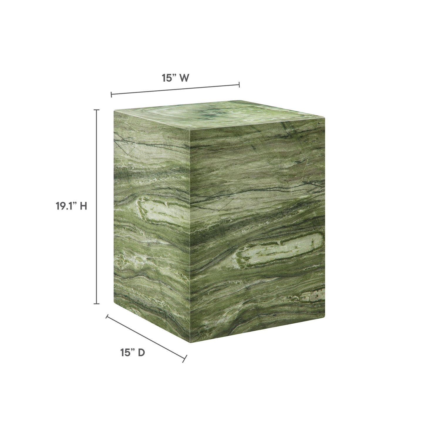 Jordana Square Plinth Indoor - Outdoor Patio Concrete Side Table by Modway EEI-7096-GRN