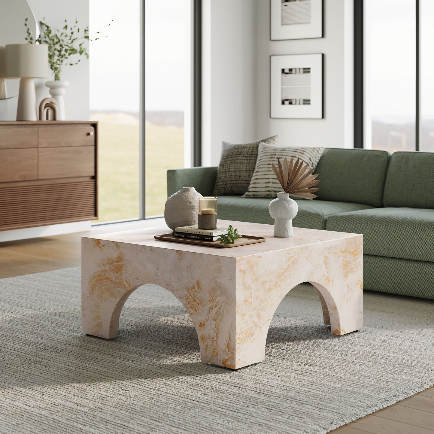 Valen Indoor - Outdoor Patio Arched Concrete Coffee Table by Modway EEI-7097