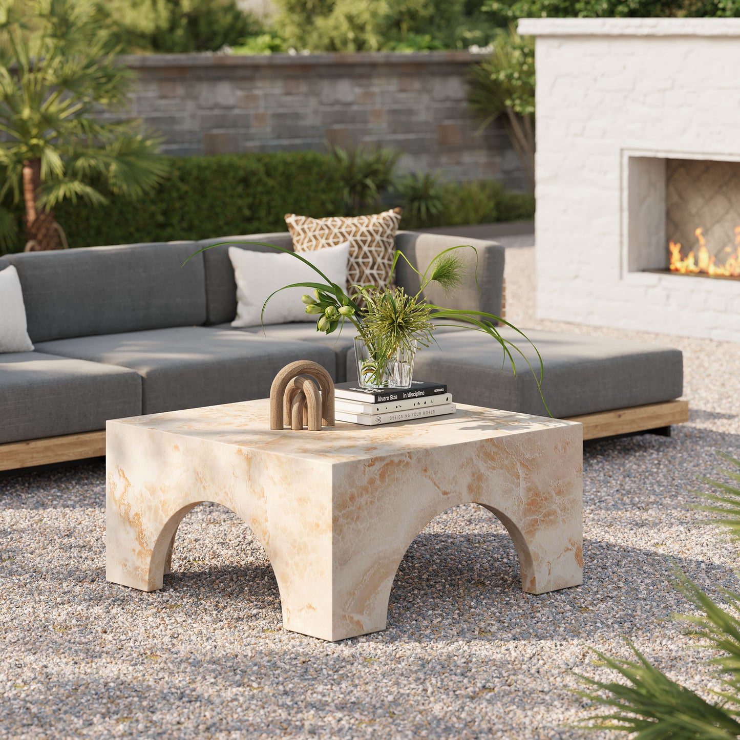 Valen Indoor - Outdoor Patio Arched Concrete Coffee Table by Modway EEI-7097