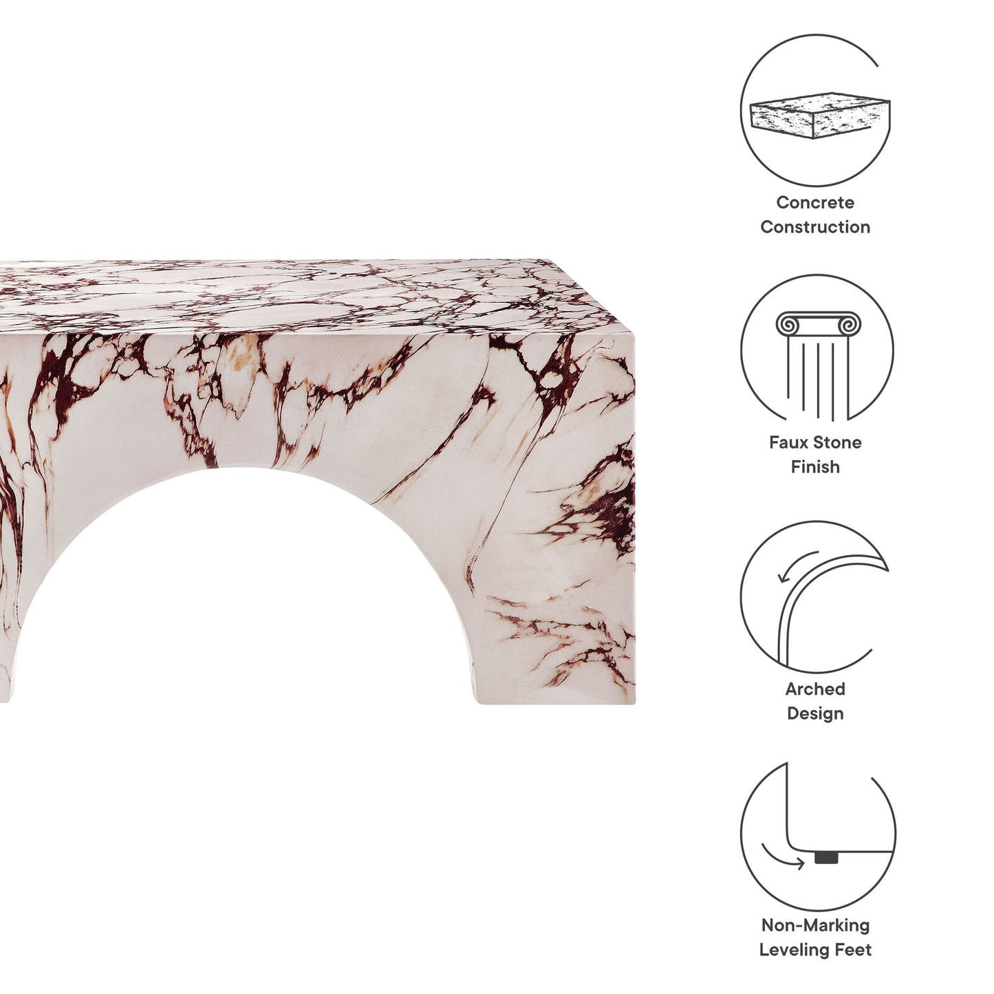 Valen Indoor - Outdoor Patio Arched Concrete Coffee Table by Modway EEI-7097