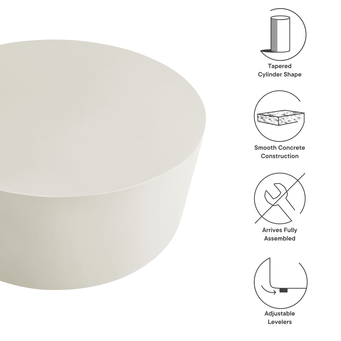 Brion Round Indoor - Outdoor Patio Concrete Coffee Table by Modway