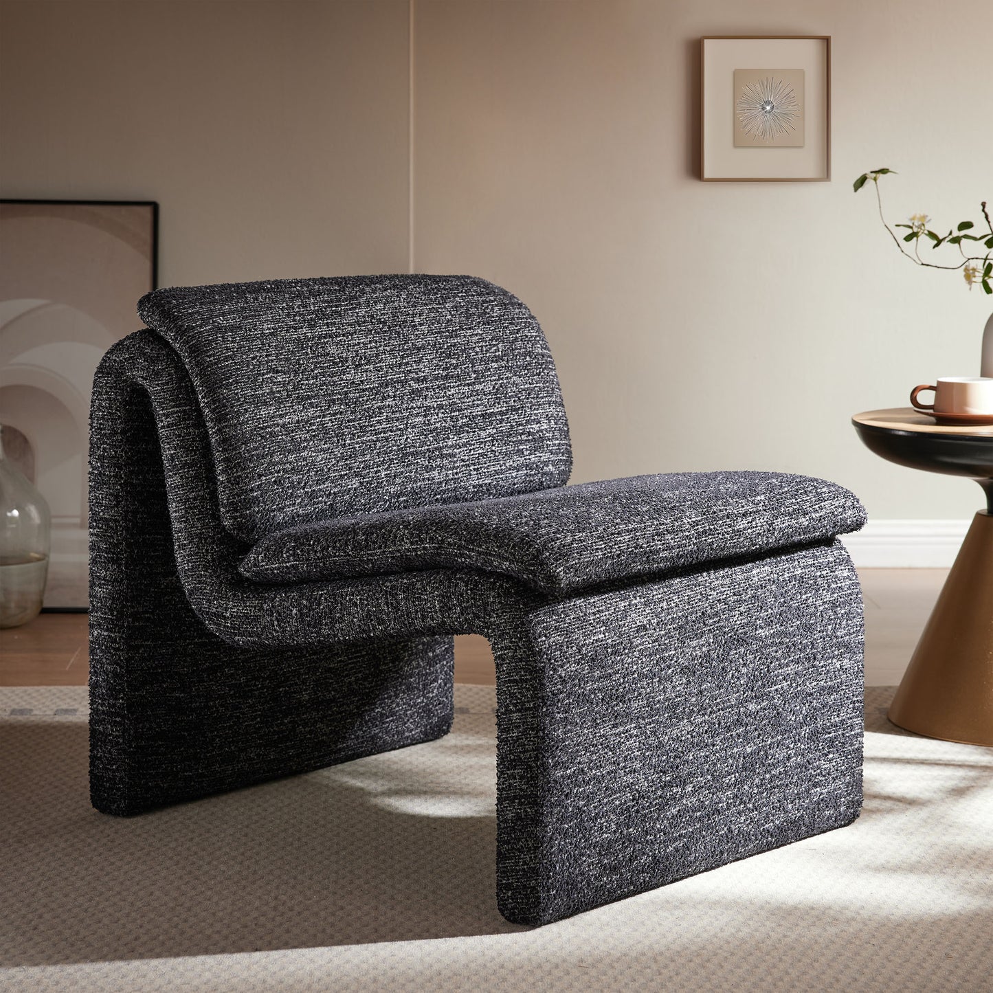Lume Boucle Upholstered Armless Accent Chair by Modway