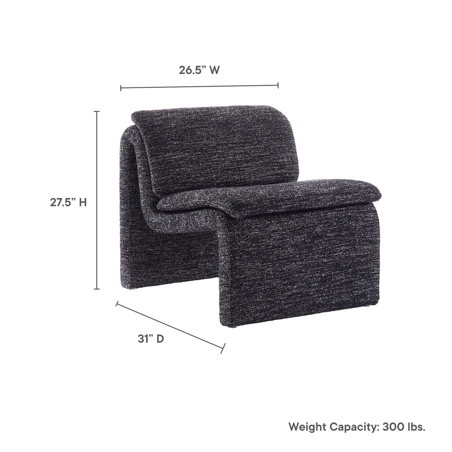 Lume Boucle Upholstered Armless Accent Chair by Modway