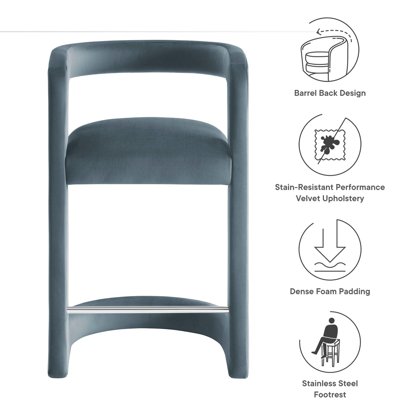 Winslow Performance Velvet Bar and Counter Stool by Modway