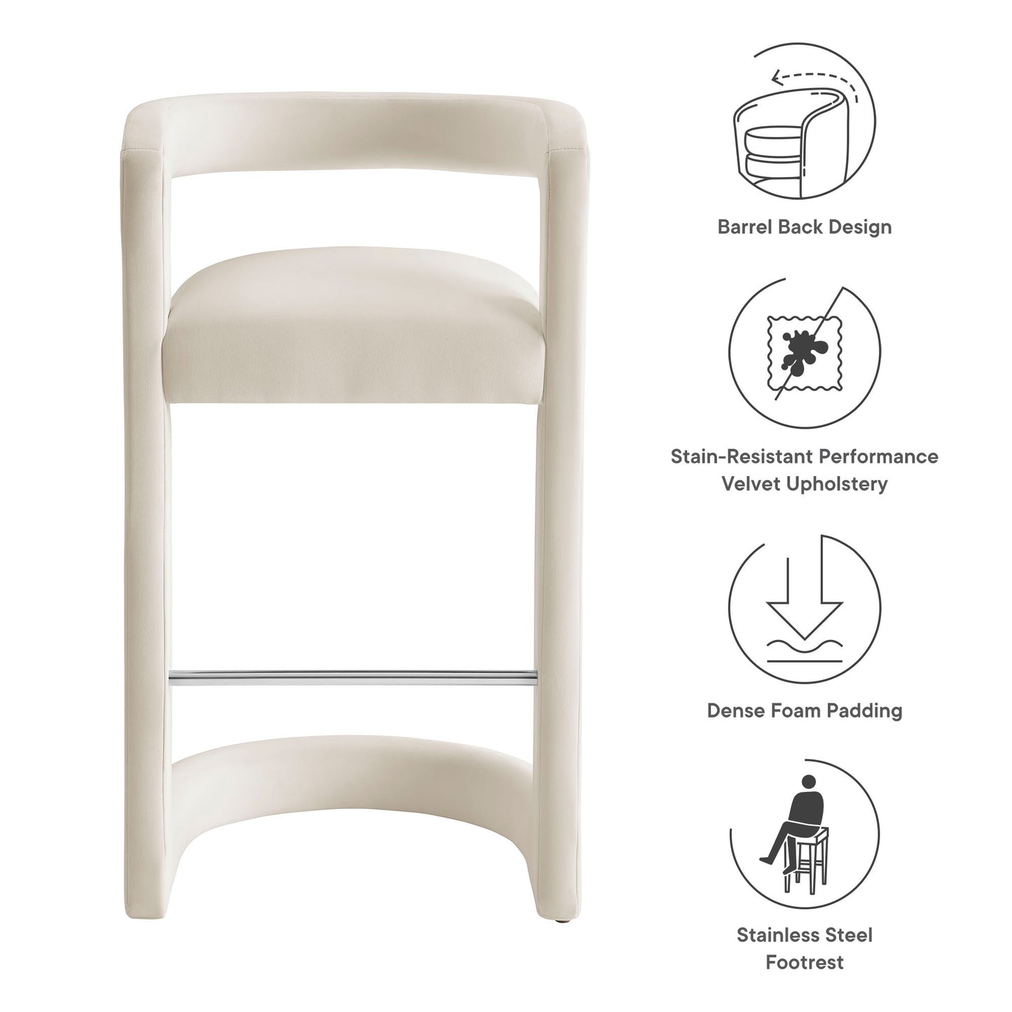 Winslow Performance Velvet Bar and Counter Stool by Modway