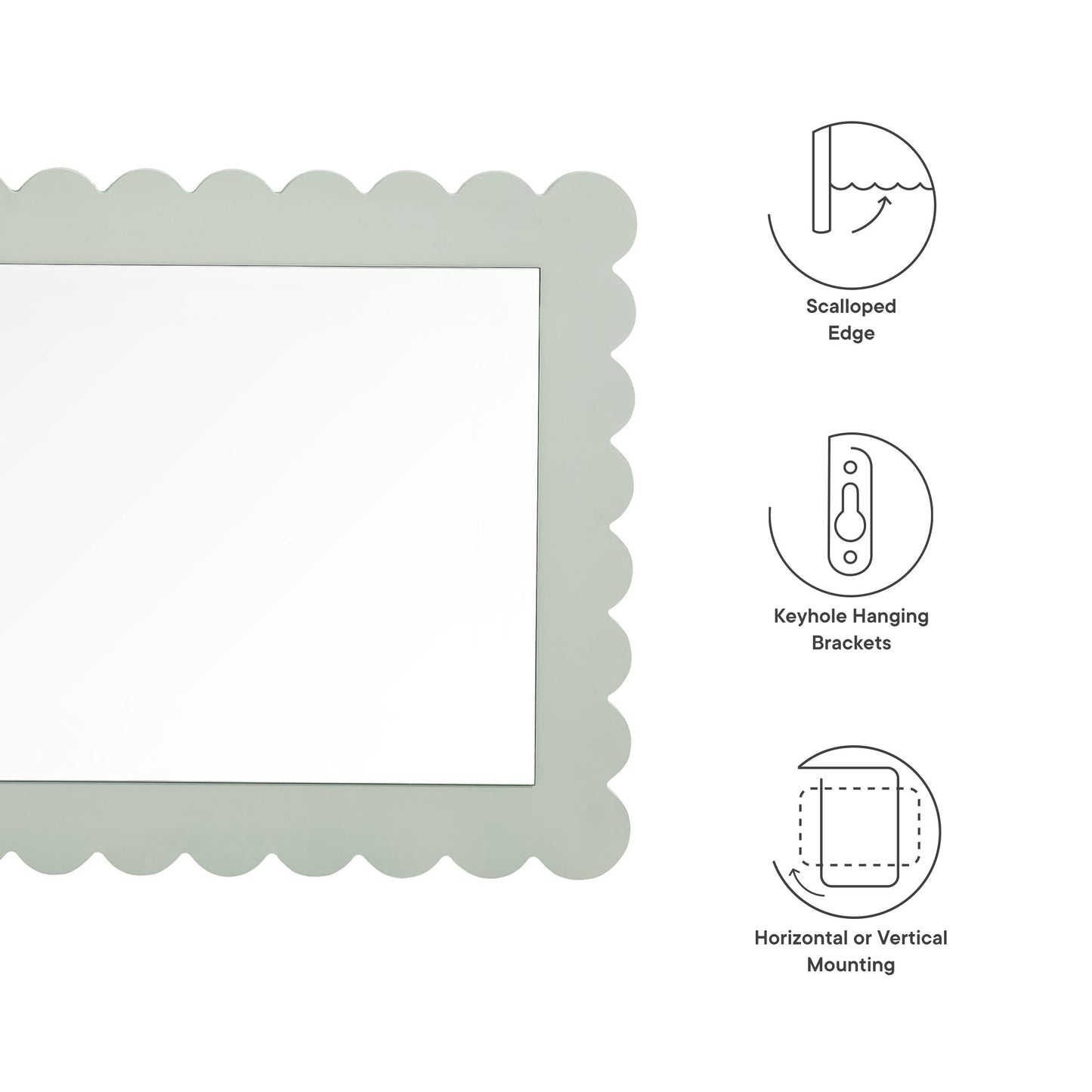 Emmeline Scalloped Rectangle Wall Mirror by Modway EEI-7116-SGE