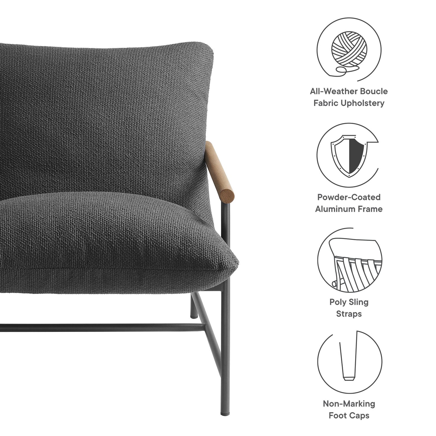 Raya Outdoor Patio Boucle Sling Lounge Chair by Modway EEI-7118-CHA