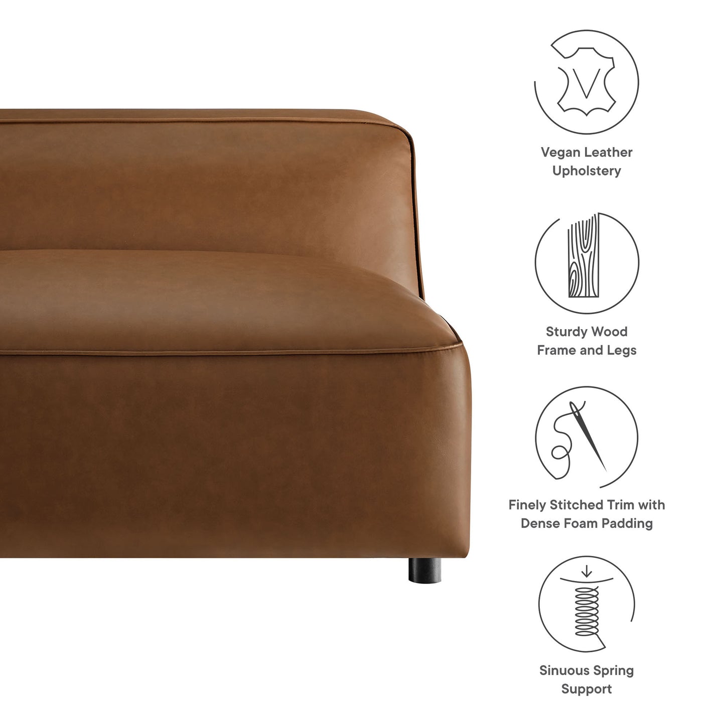 Auren Upholstered Vegan Leather Modular Armless Chair by Modway EEI-7121-COF