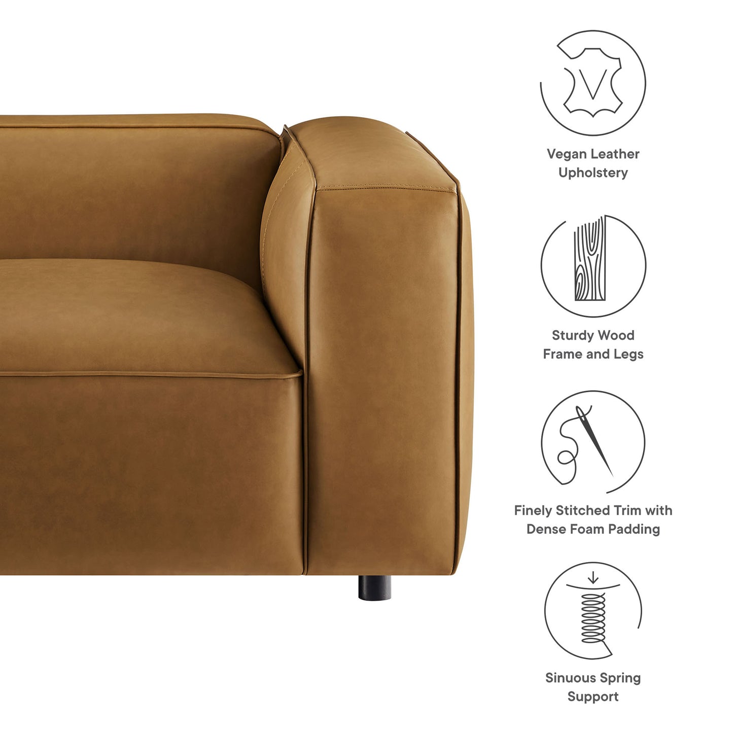 Auren Upholstered Vegan Leather Modular Right Armchair by Modway