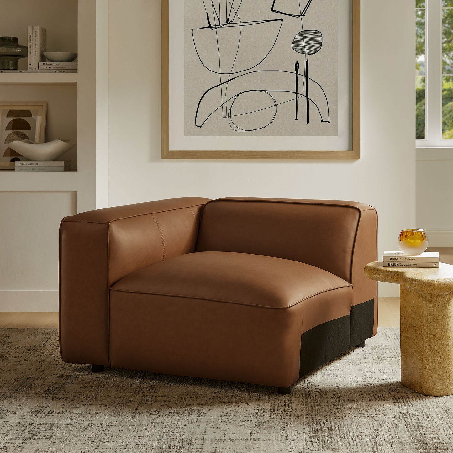 Auren Upholstered Vegan Leather Modular Left Armchair by Modway EEI-7124-COF