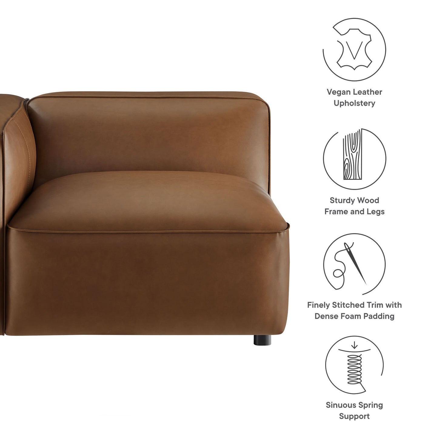 Auren Upholstered Vegan Leather Modular Left Armchair by Modway EEI-7124-COF