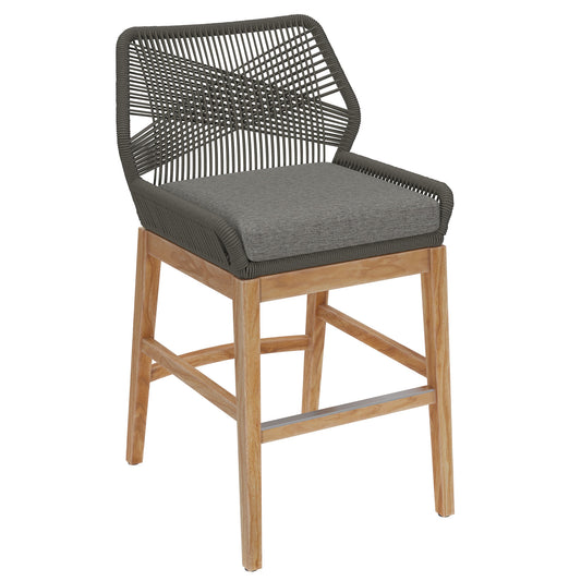 Wellspring Outdoor Patio Teak and Rope Counter Stool by Modway EEI-7126-GRY-GPH