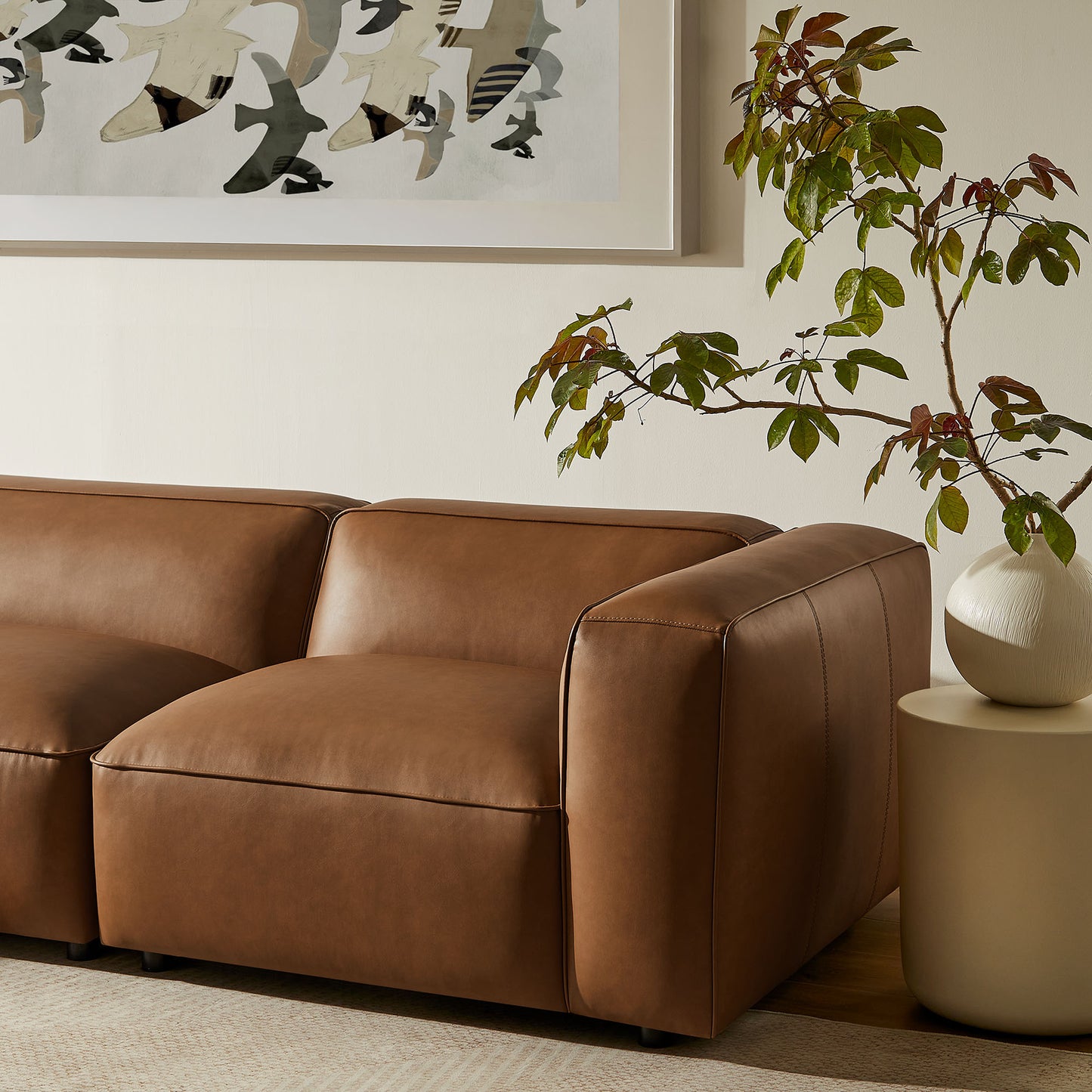 Auren 4-Piece Vegan Leather Modular Sofa Set by Modway EEI-7128-COF