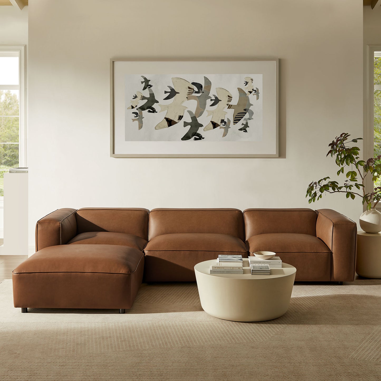 Auren 4-Piece Vegan Leather Modular Sofa Set by Modway EEI-7128-COF