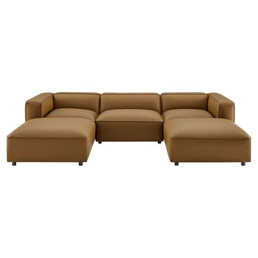Auren 5-Piece Upholstered Vegan Leather Modular U-Shaped Sofa by Modway