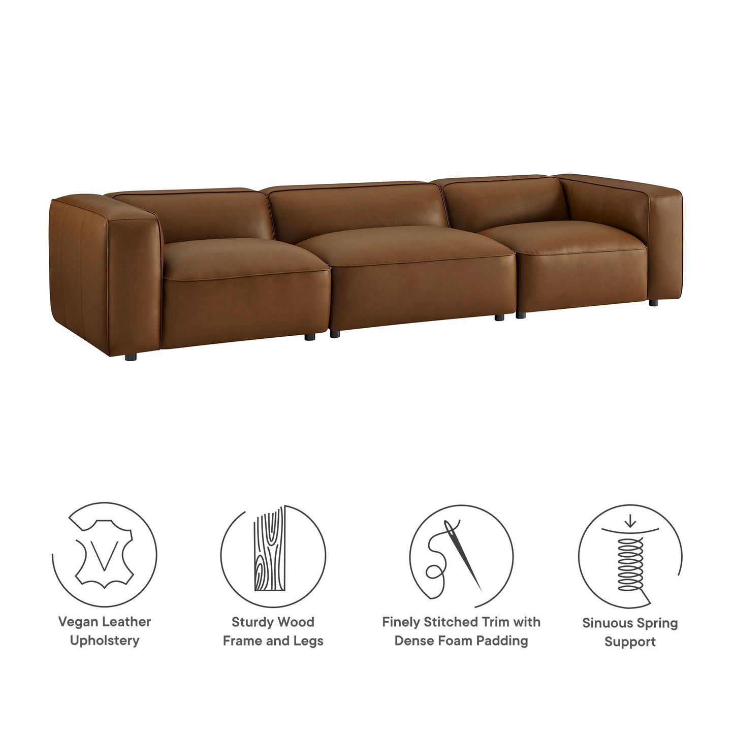 Auren 3-Piece Upholstered Vegan Leather Modular Sofa by Modway EEI-7132-COF