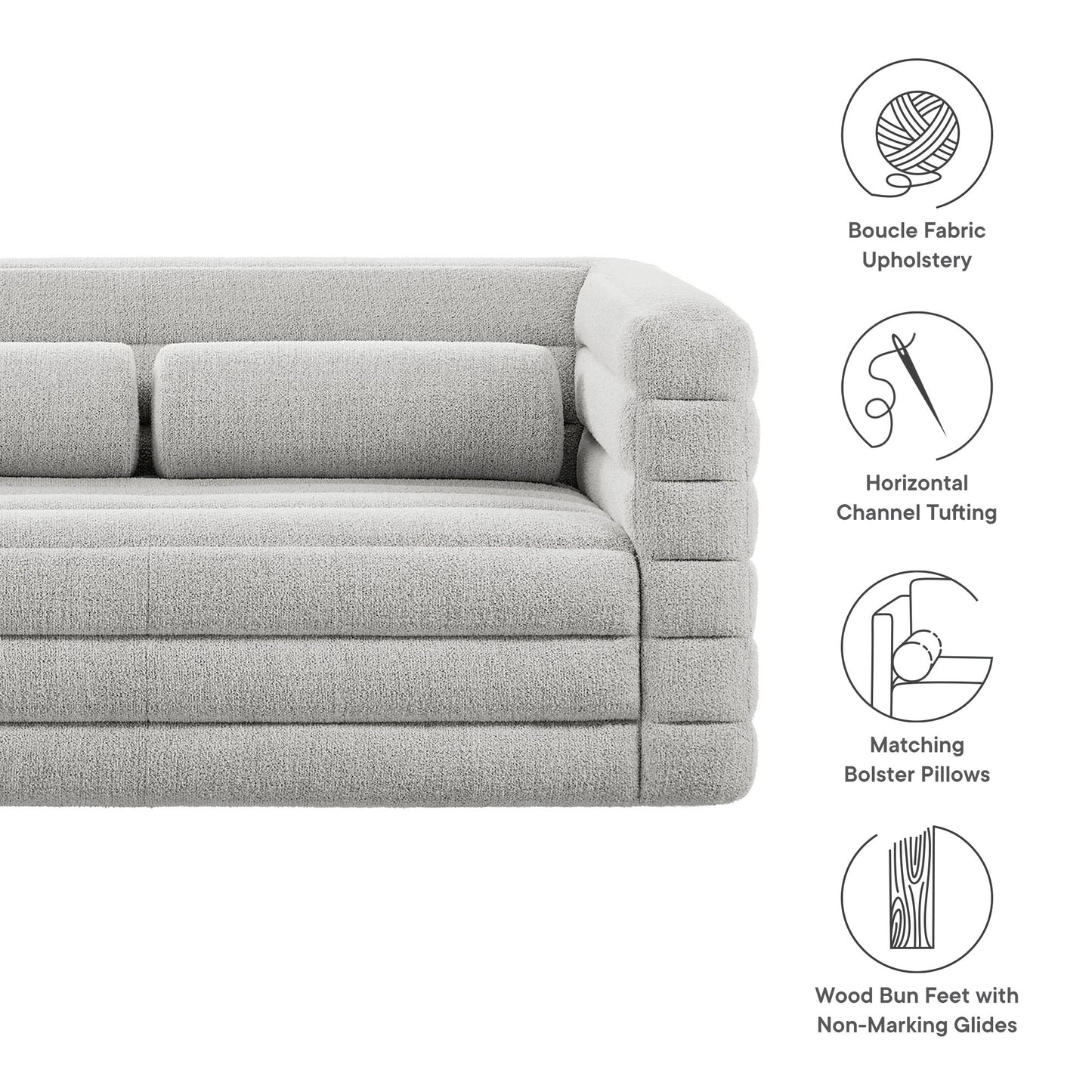 Relle Channel Tufted Boucle Upholstered Loveseat by Modway