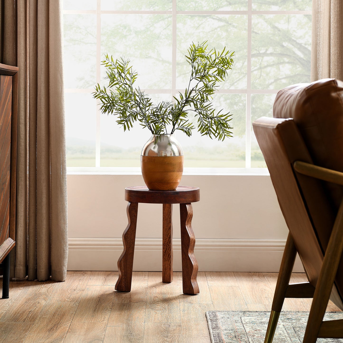 Sorrel Carved Wood Stool by Modway EEI-7140-WAL