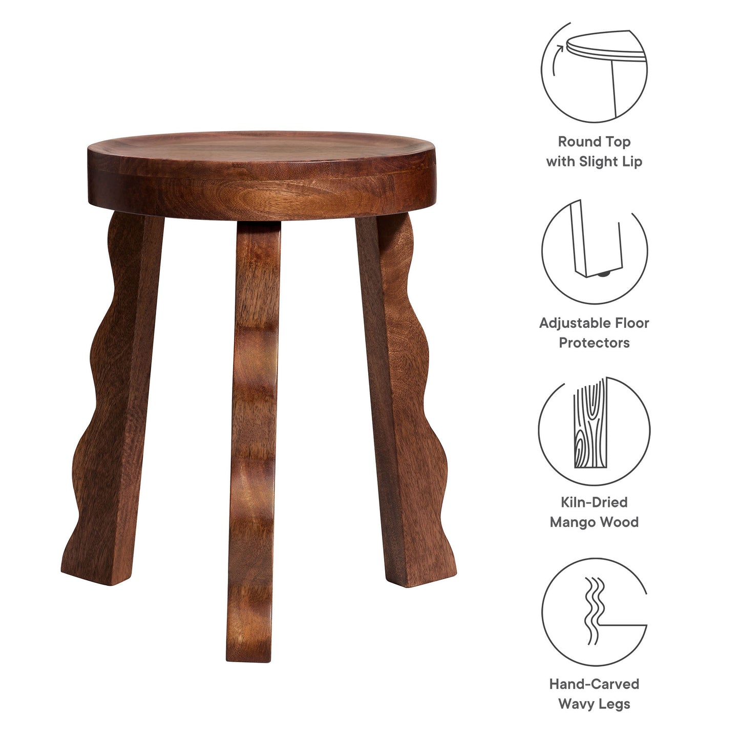 Sorrel Carved Wood Stool by Modway EEI-7140-WAL