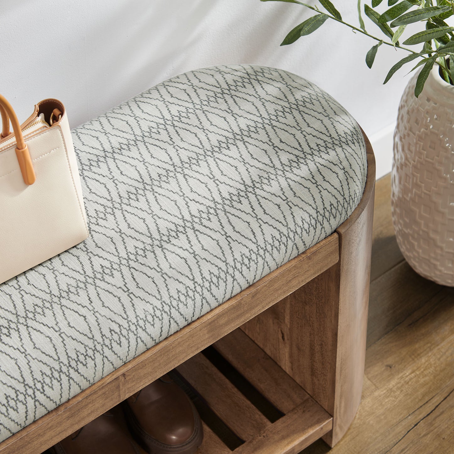 Ashby 45" Geometric Upholstered Bench by Modway EEI-7142-NAT-GEO