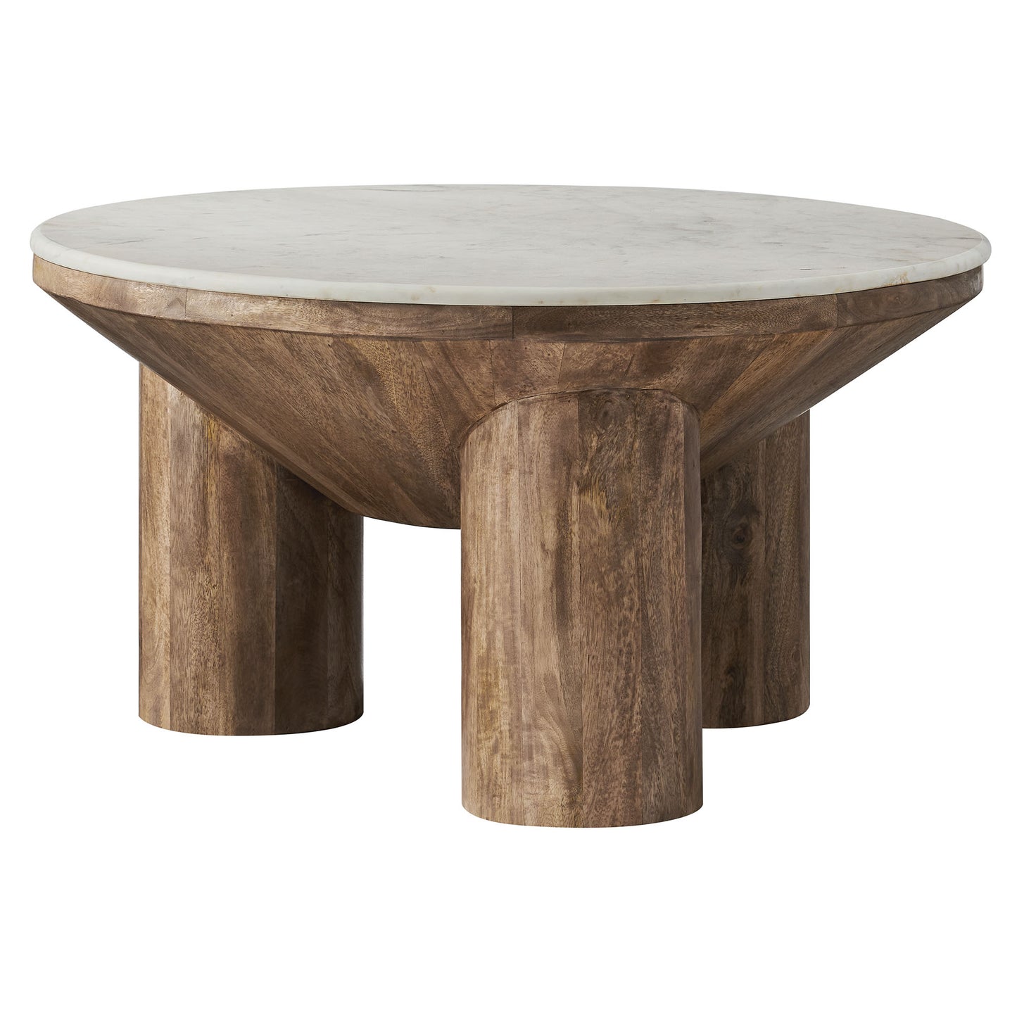 Ellison 33" Round Wood Coffee Table With Marble Top by Modway EEI-7146-WAL