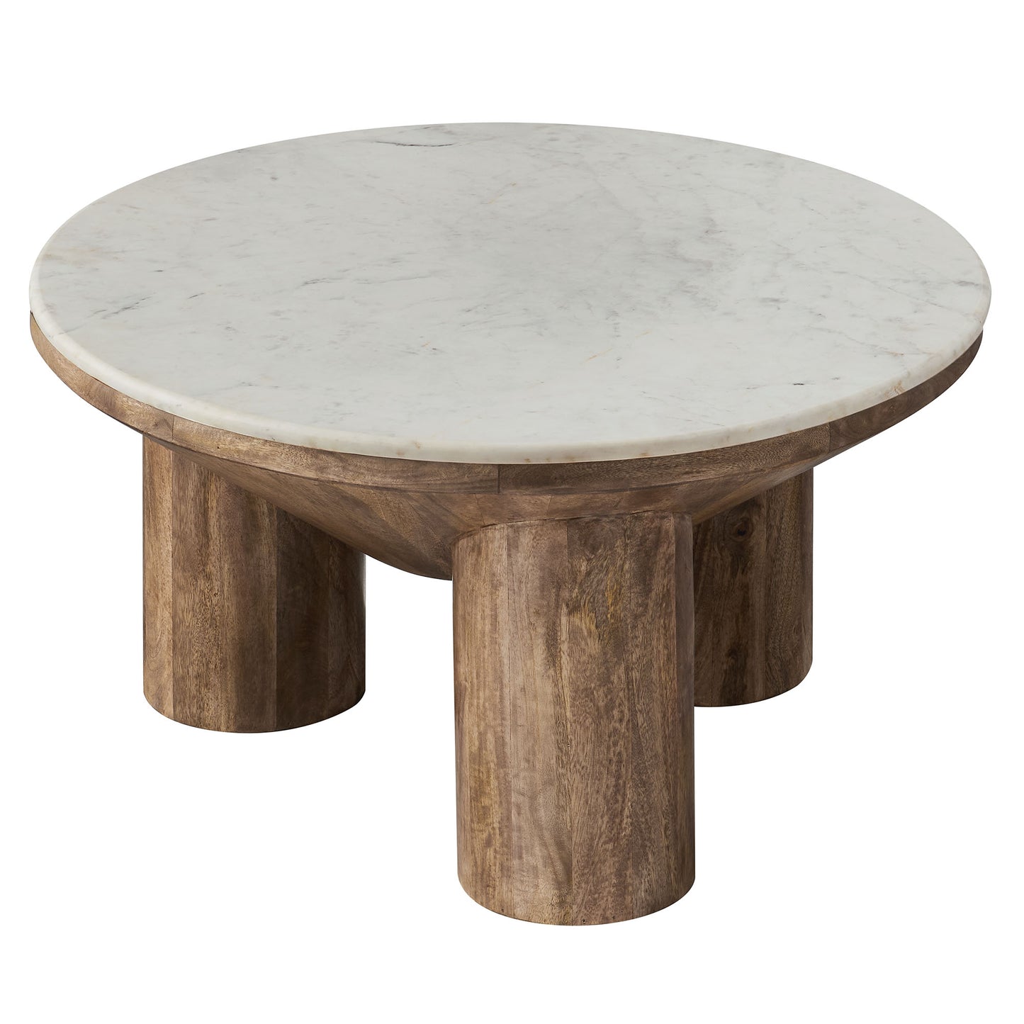 Ellison 33" Round Wood Coffee Table With Marble Top by Modway EEI-7146-WAL