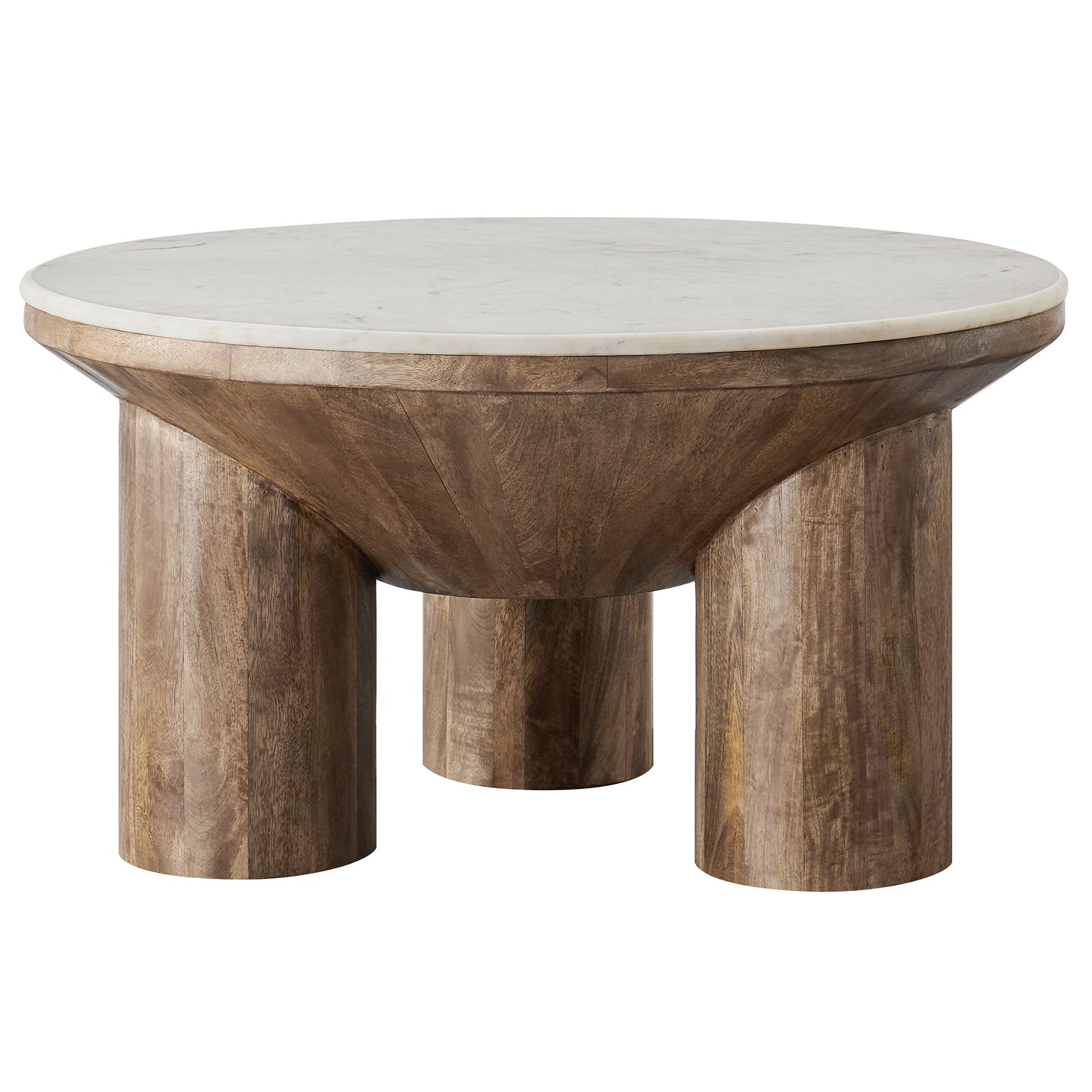 Ellison 33" Round Wood Coffee Table With Marble Top by Modway EEI-7146-WAL