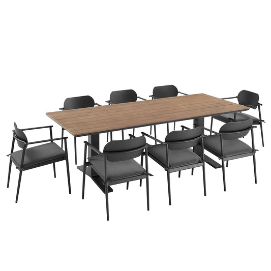 Aeris 9-Piece Outdoor Patio Aluminum Dining Set by Modway EEI-7151-CHA-CHA-SET