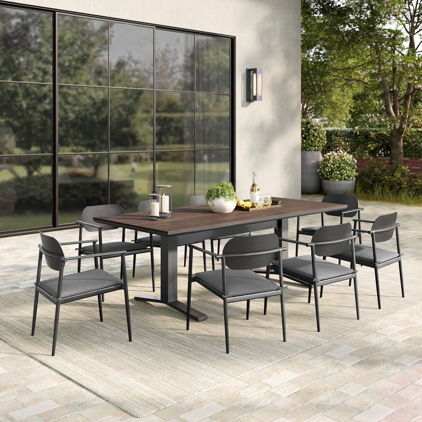 Aeris 9-Piece Outdoor Patio Aluminum Dining Set by Modway