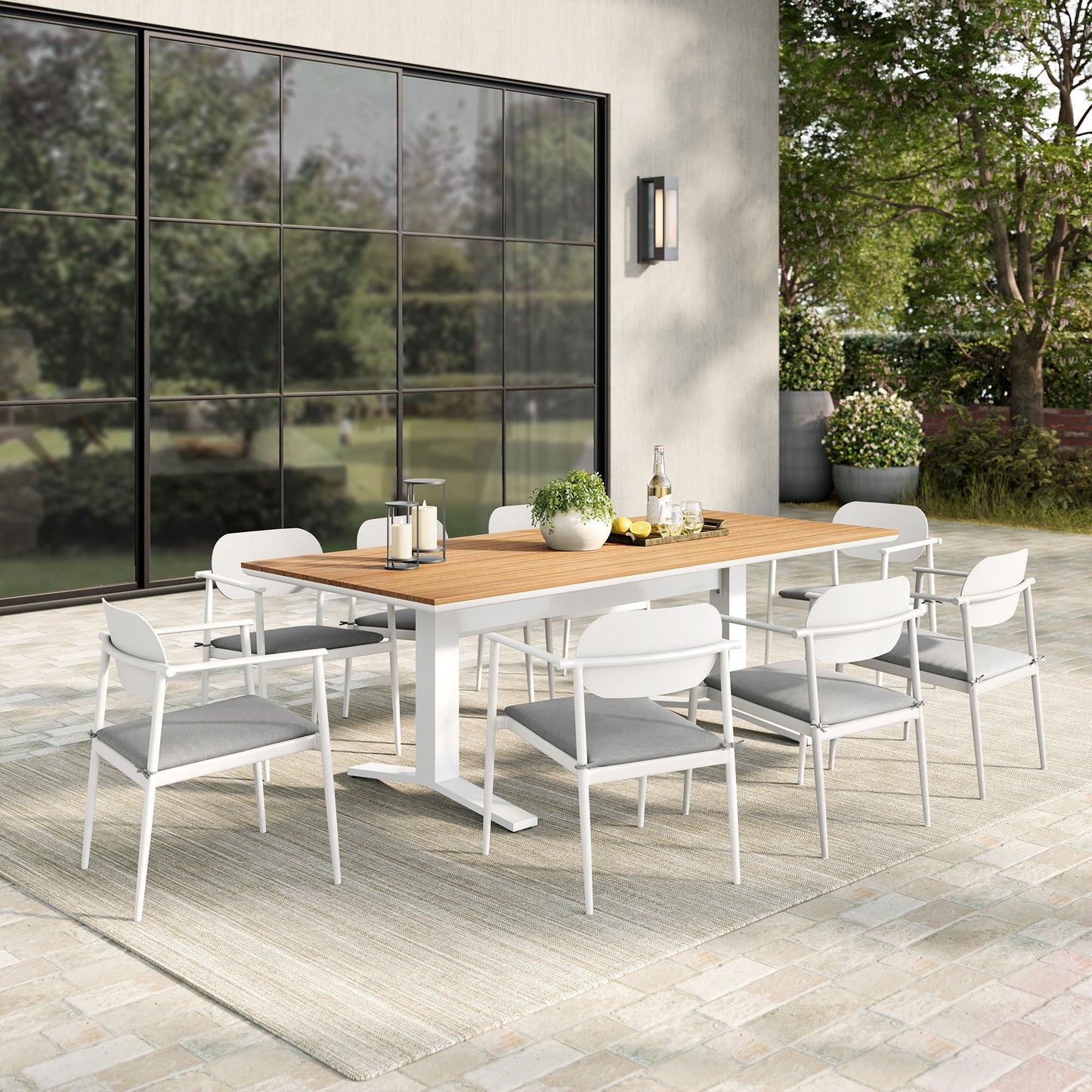 Aeris 9-Piece Outdoor Patio Aluminum Dining Set by Modway