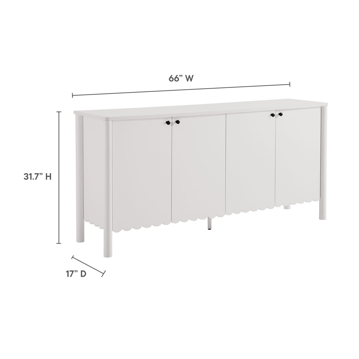 Emmeline 66" 4-Door Scalloped Sideboard Cabinet by Modway EEI-7153-WHI