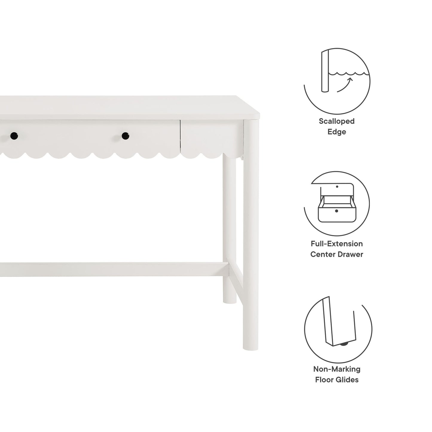 Emmeline 1-Drawer Scallop Writing Desk by Modway EEI-7155-WHI