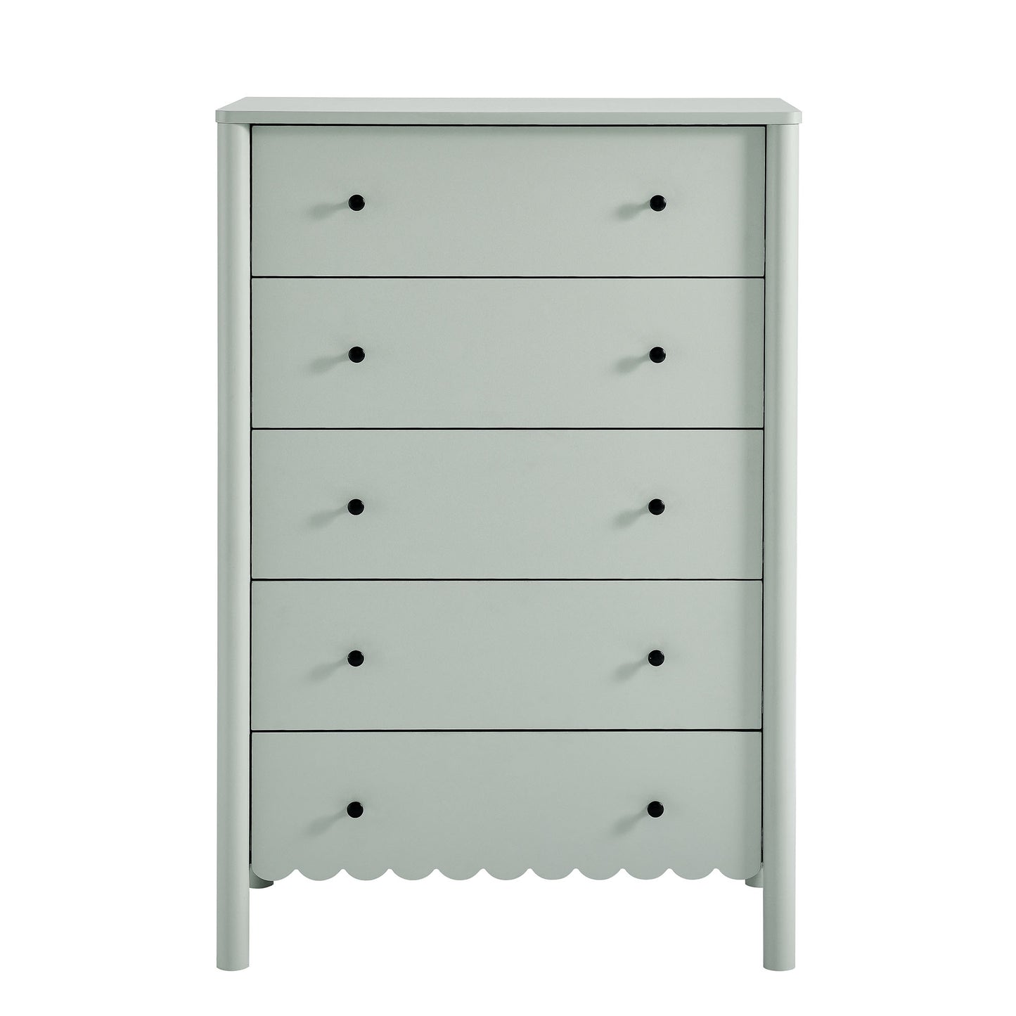 Emmeline Scalloped 5-Drawer Chest, 6-Drawer Dresser, and Rectangle Wall Mirror by Modway